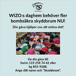 Text WIZO:s daghem behöver fler bombsäkra skyddsrum NU! Din gåva hjälper oss att ordna det!